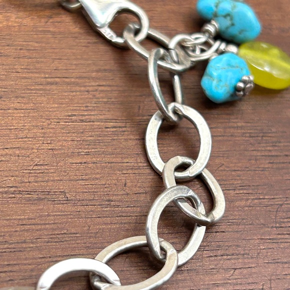 925 Sterling Silver Turquoise Cross Link Bracelet 8” - Picture 10 of 12